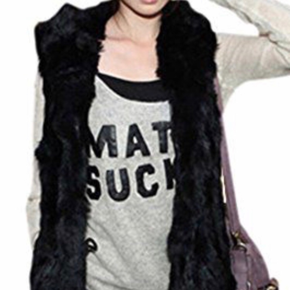 Wenxi Faux Fur Hoody Sleeveless Long Vest